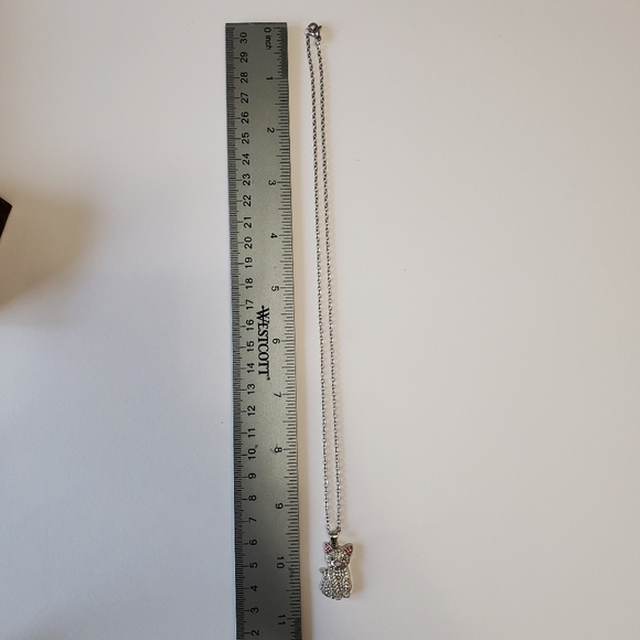 1pc Exquisite Cute And Fashionable Silvery Cat Pendant Necklace, - Picture 2 of 5